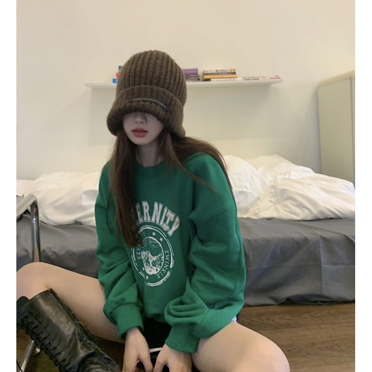 Áo sweater dài tay form croptop mùa đông