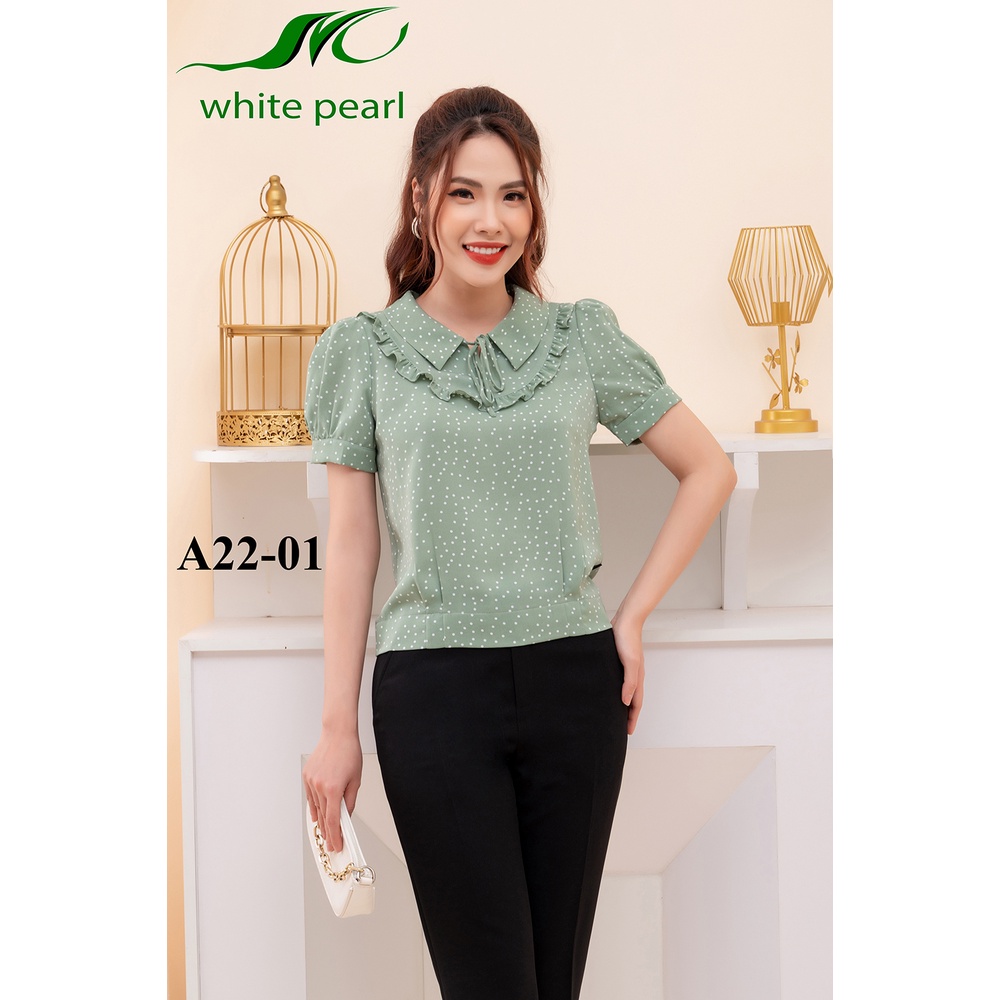 Áo sơ mi nữ công sở thời trang đẹp bo gấu sen vuông với 8 màu thời trang White Prearl