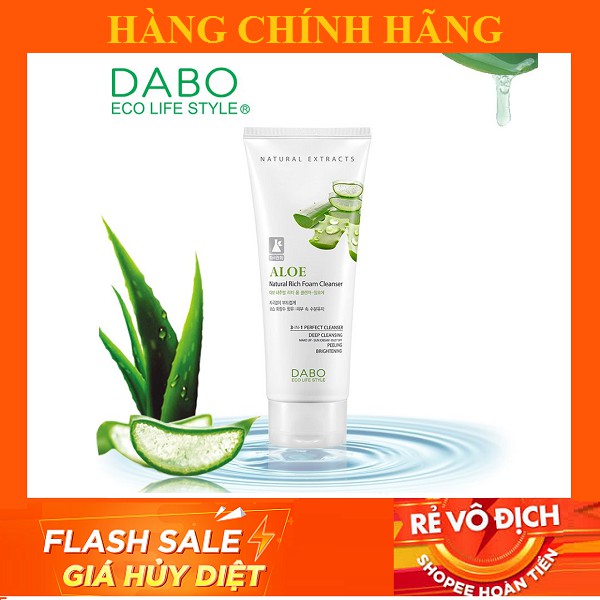 Sữa rửa mặt lô hội 3-in-1 Dabo Aloe Natural Rich Foam Cleanser 180ml