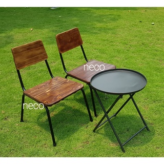 Ghế cafe cóc chân sắt mặt gỗ