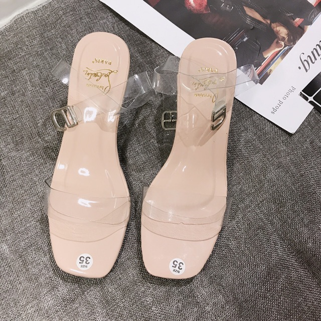 [ FREE SHIP] Sandal nữ I Sandal quai trong gót trong 4-5p mũi vuông max chảnh kèm ảnh thật và video