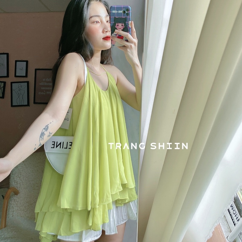 Áo hai dây voan xoè cao cấp (ảnh thật)