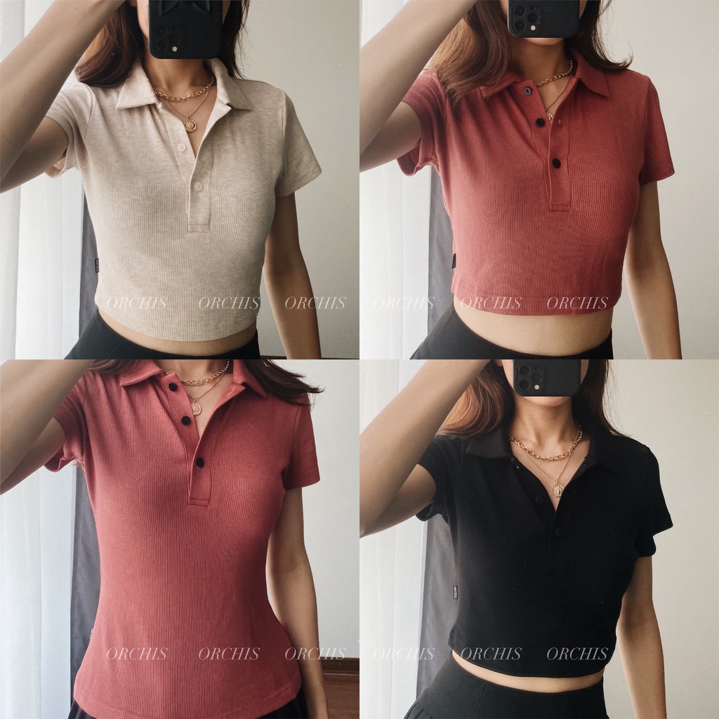 ORCHIS Áo thun gân polo (Ảnh thật)