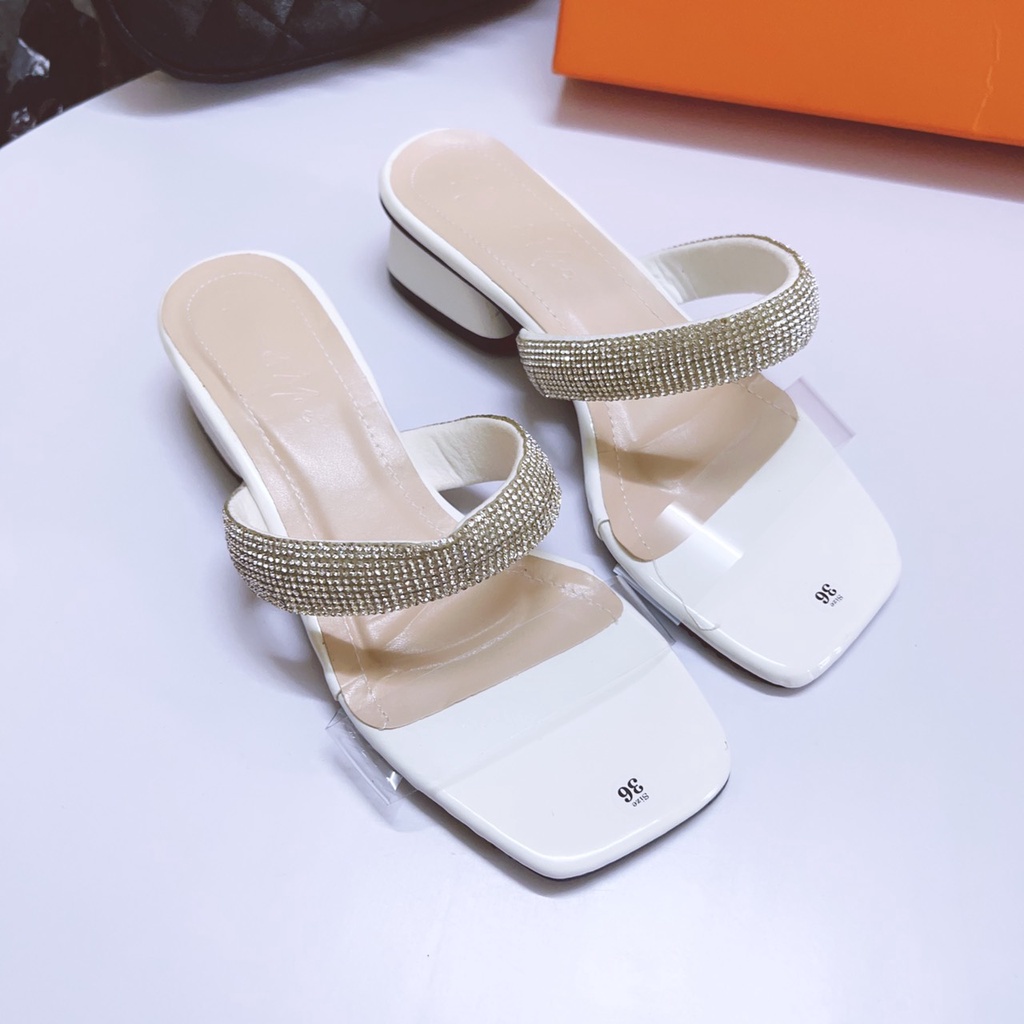 [FREE SHIP TOÀN QUỐC] DÉP CAO GÓT  3P 2 QUAI (1 QUAI TRONG 1 QUAI ĐÁ TO) HOT TREND
