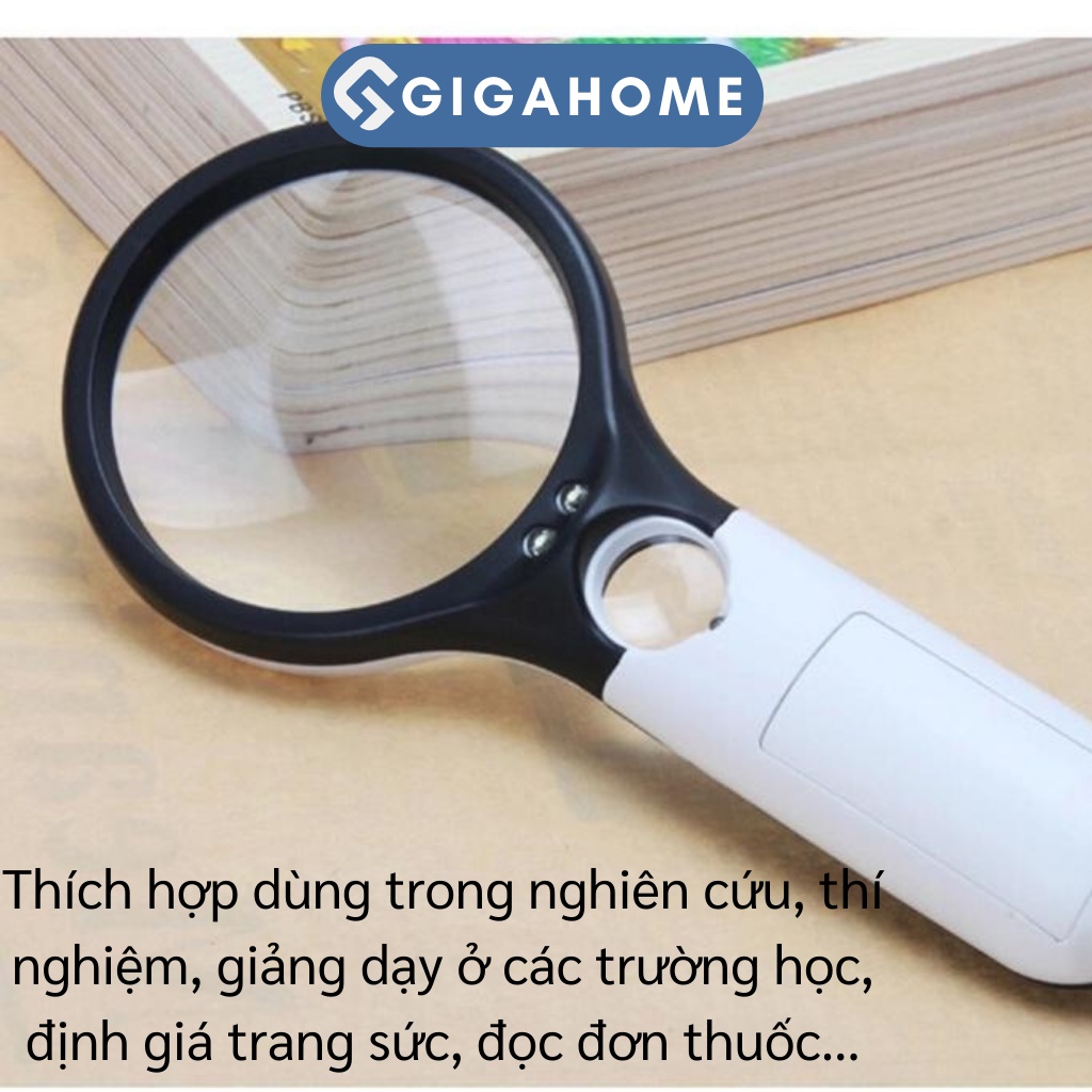 Kính Lúp Cầm Tay Có Đèn Led Siêu Sáng GIGAHOME Sizer to, Zoom Loại Tốt Nhất x10 Lần 8829