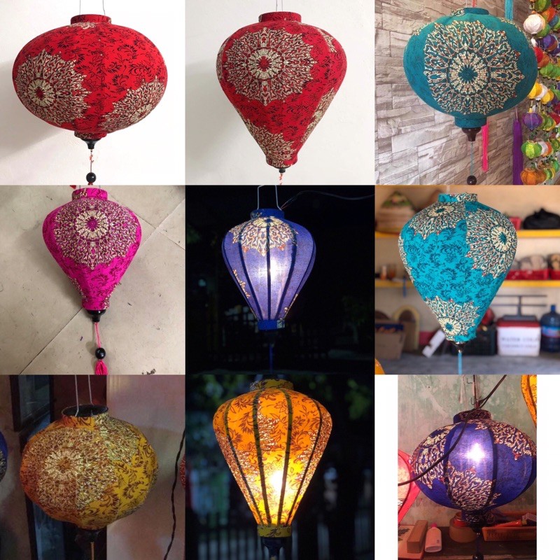 Đèn lồng hội an vải phi 3d chuyên trang trí nhà cửa treo tết chùa miếu
