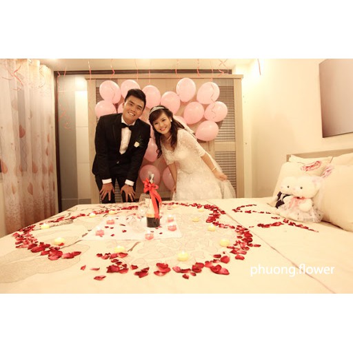 Combo 100 cánh hoa hồng bằng vải lụa loại 5cm trang trí phòng cưới, nơi tỏ tình cực lãng mạn