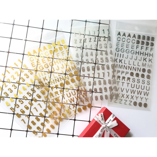 Tấm sticker ánh vàng/bạc trang trí sổ, scrapbook