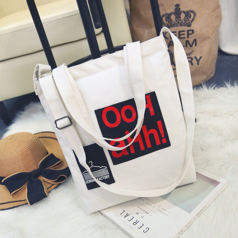 Túi canvas tote vải đựng đồ đeo chéo nữ đi học đựng đồ phong cách thời trang Hàn Quốc TakaStore  TVCC42