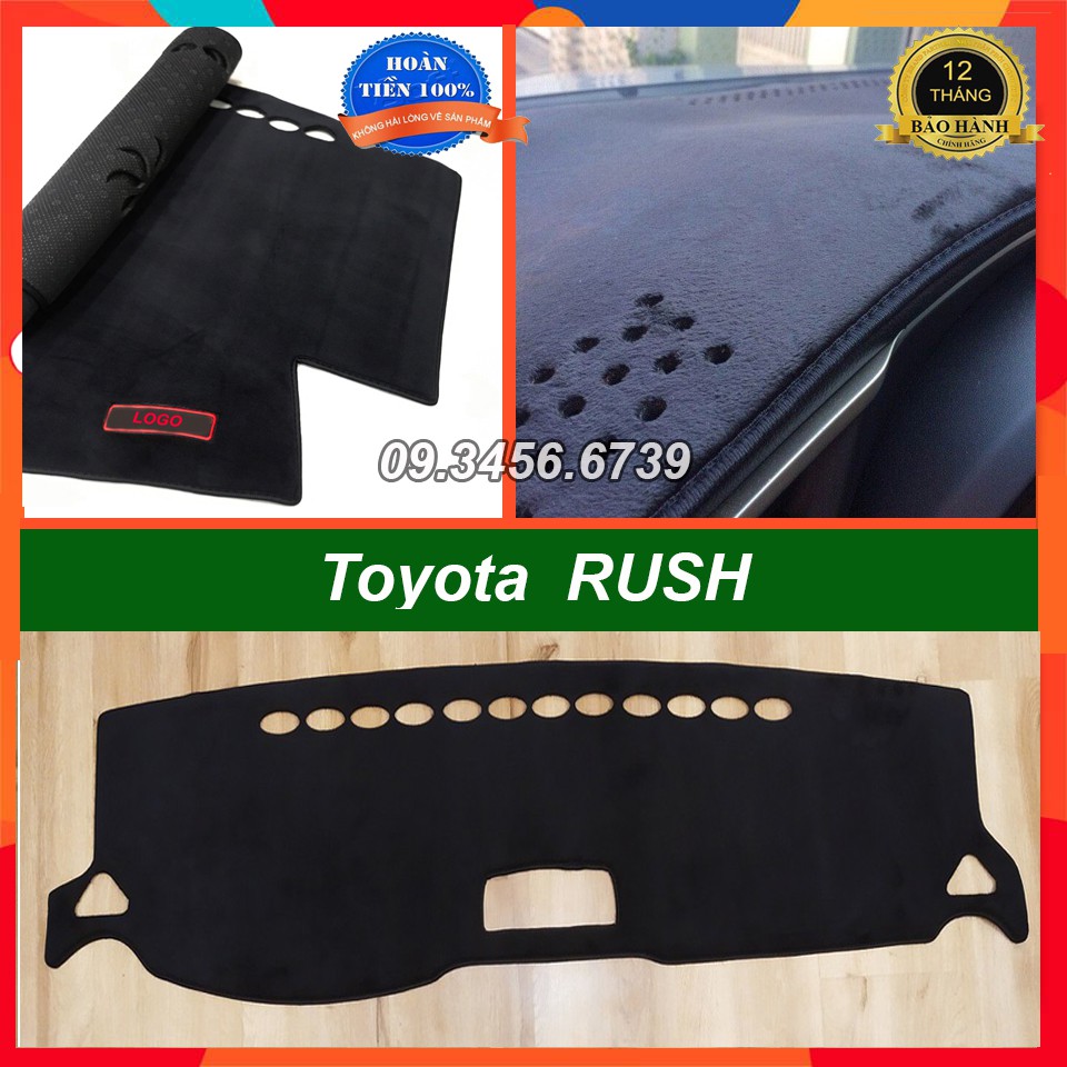 Thảm taplo nhung lông cừu xe Rush 2018 2019 2020 2021 2022 màu đen cao cấp đế có chống trượt