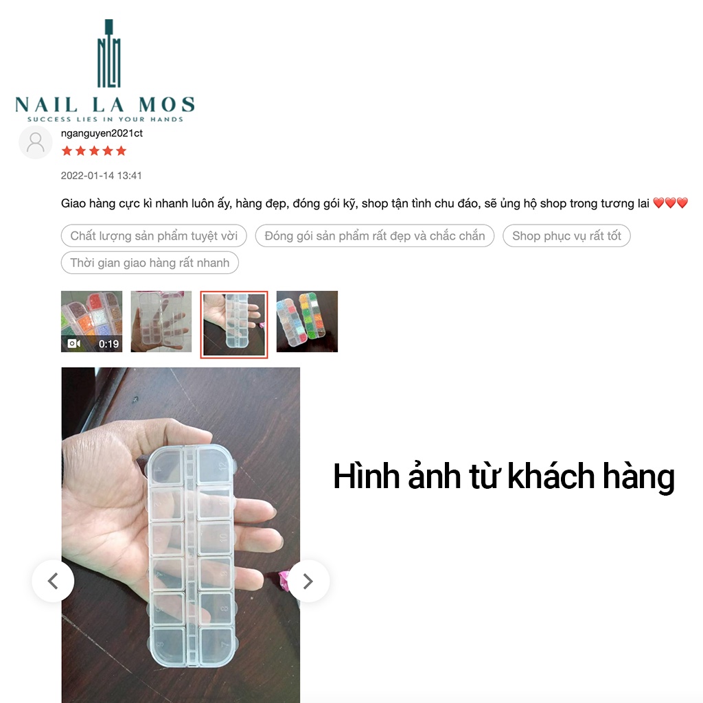 Hộp nhựa 12 ô đựng đá, charm, phụ kiện nail trang trí