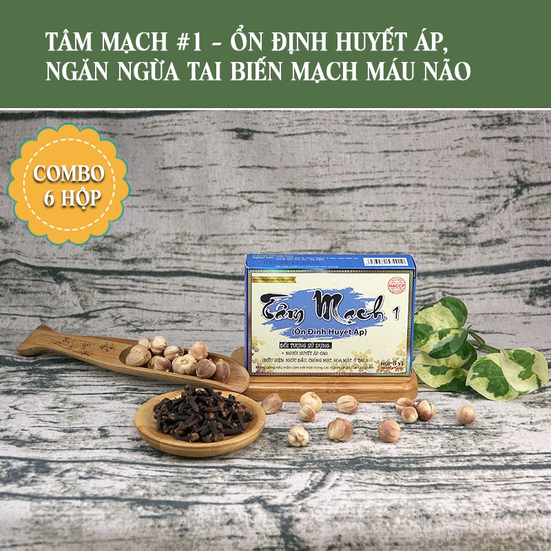 [ Hình thật ] Combo 6 hộp Viên uống Tâm Mạch #1 - Hỗ trợ điều trị cao huyết áp cao cấp