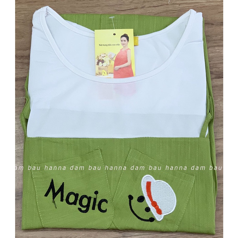 [SIZE 40-70kg] Áo bầu công sở giả yếm dễ thương cho mẹ trẻ vải đũi mềm mát cao cấp không nhăn phù hợp đi làm đi chơi