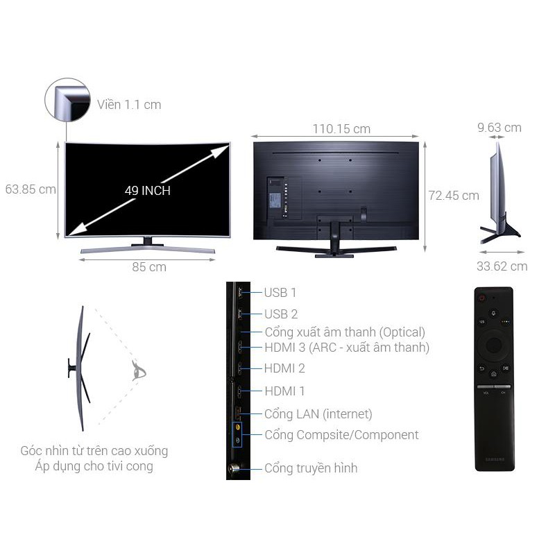 [MIỄN PHÍ VẬN CHUYỂN LẮP ĐẶT] - UA49NU7500 - Smart Tivi Màn Hình Cong Samsung 49 inch UHD 4K UA49NU7500KXXV