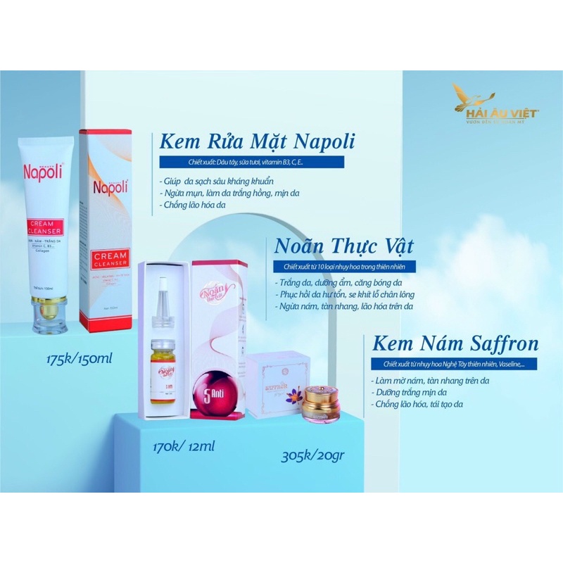 [Combo mờ nám trắng da] KEM NÁM SAFFRON 20gr VÀ NOÃN THỰC VẬT 12ml giá siêu rẻ