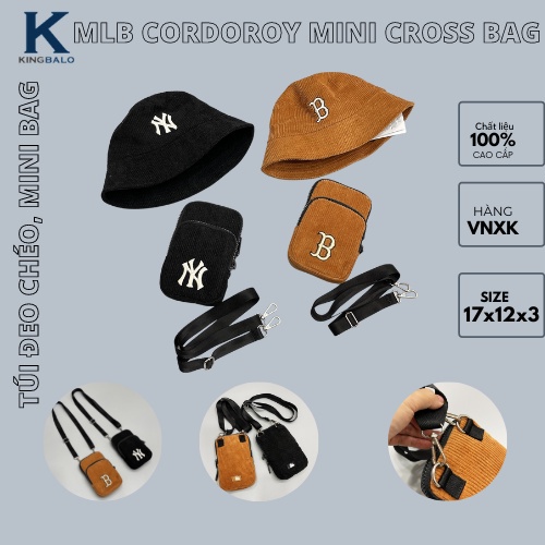 [KINGBALO] Túi đeo chéo mini logo MLB NY, B chất nhung xịn, dây đeo tháo rời khoá kim loại thời trang. Đầy đủ tem tag