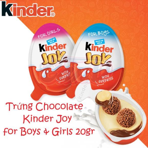 Trứng Chocolate Kinder Joy đồ chơi bé trai và bé gái 20gr