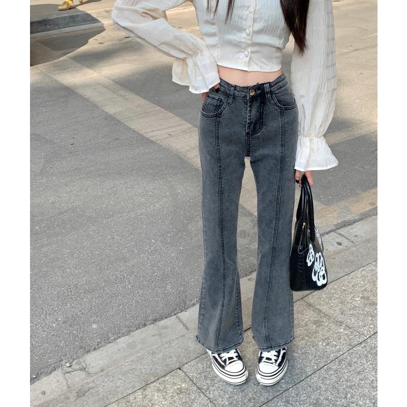 Quần Jean Dài Lưng Cao Dáng Ôm Thời Trang Cá Tính Cho Nữ