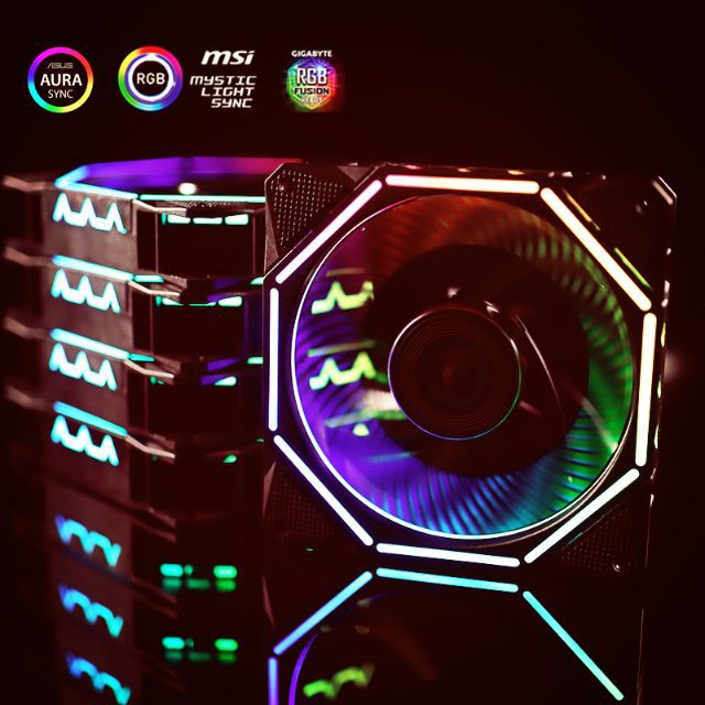 Bộ 8 Quạt Tản Nhiệt, Fan Case Coolmoon Ver 5 / V5 Led RGB - Kèm Bộ Hub Sync Main, Thay Đổi Hiệu Ứng Theo Nhạc
