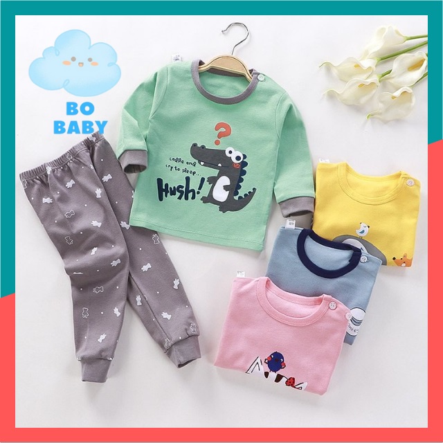 Bộ Thu Đông Dài Tay Bé Trai, Set Quần Áo Thu Đông Hình Ngộ Nghĩnh, Cho Bé 2,3,4 tuổi- BoBaby