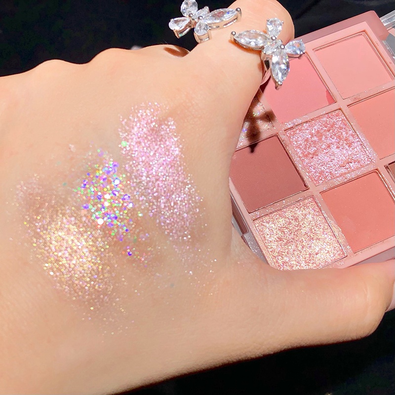 [Hàng mới về] Bảng phấn mắt 9 màu tông lì lấp lánh trang điểm đa công dụng | BigBuy360 - bigbuy360.vn