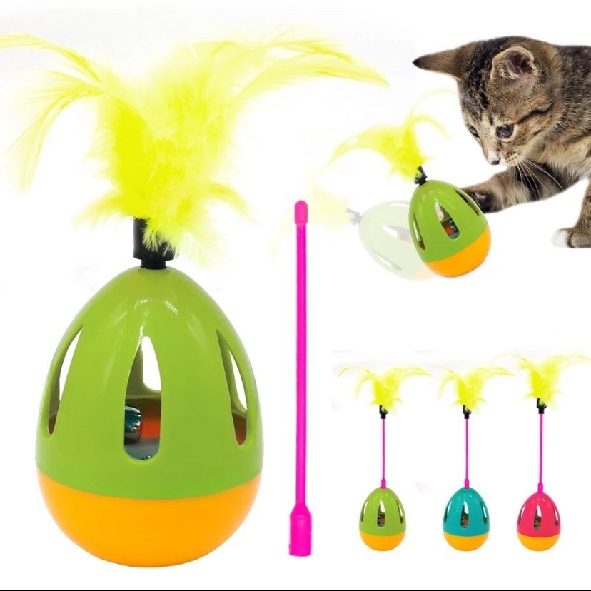 [Mới] Đồ Chơi Lật Đật có chuông và lông vũ cho mèo - Phụ kiện thú cưng -ShopPetAz