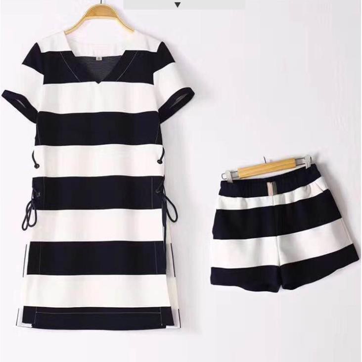 Bộ Short Sọc Ngang Cổ V Cao Cấp - Set Đùi Thun Nhập Cao Cấp Sang Xịn Mịn  Phối Dây Cách Điệu Năng Động | BigBuy360 - bigbuy360.vn