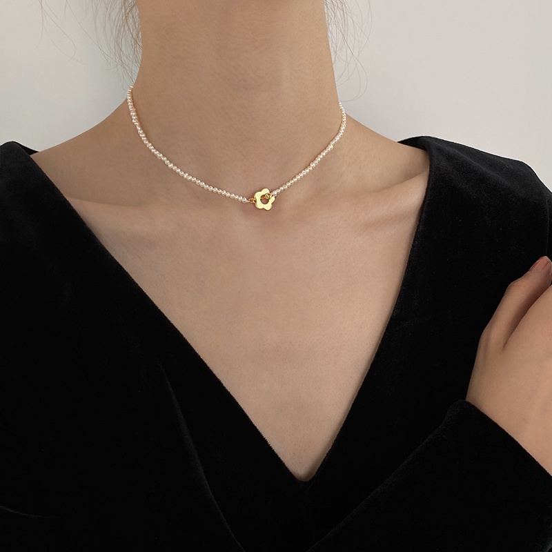 Vòng cổ bạc phối hạt ngọc trai thời trang dành cho phái nữ