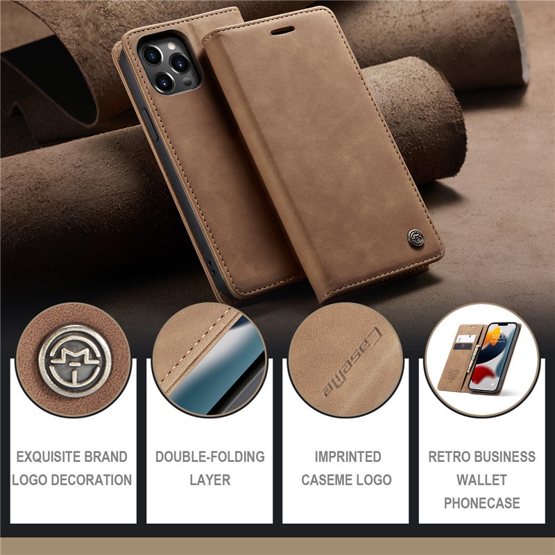 Ốp Điện Thoại Da Mềm Nắp Gập Từ Tính Tự Động Đóng Mở Cho IPhone 14 13 12 Mini 11 Pro Max