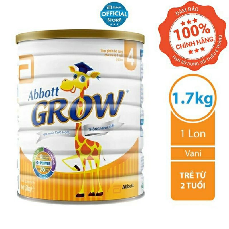 Sữa bột Abbott Grow 4 (G-Power) 1.7Kg-Cho bé từ 2 tuổi trở lên.