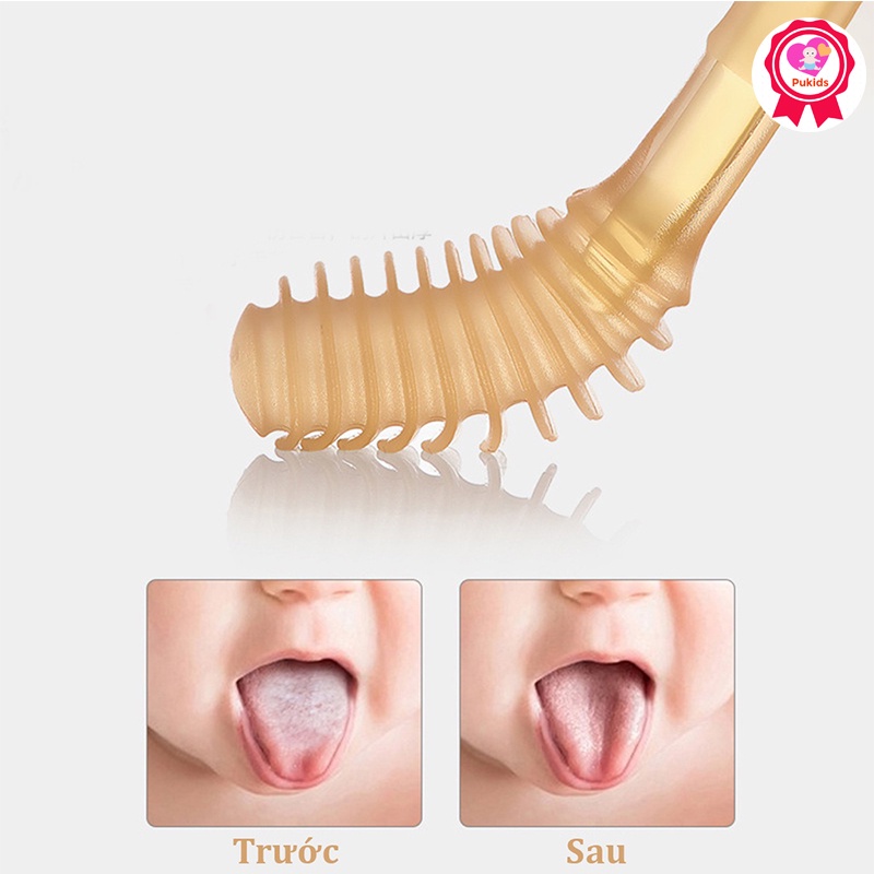 Set rơ lưỡi và bàn chải đánh răng silicon cho bé từ 0 - 18 tháng _ PK87