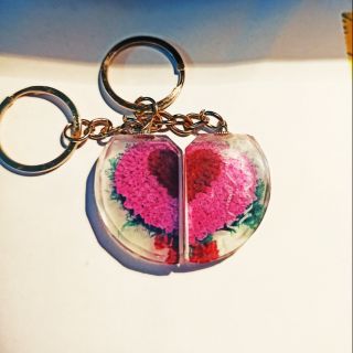 [Miễn phí ship] Móc khóa đôi hình nửa trái tim, móc khóa pha lê in ảnh, in hình tùy chọn
