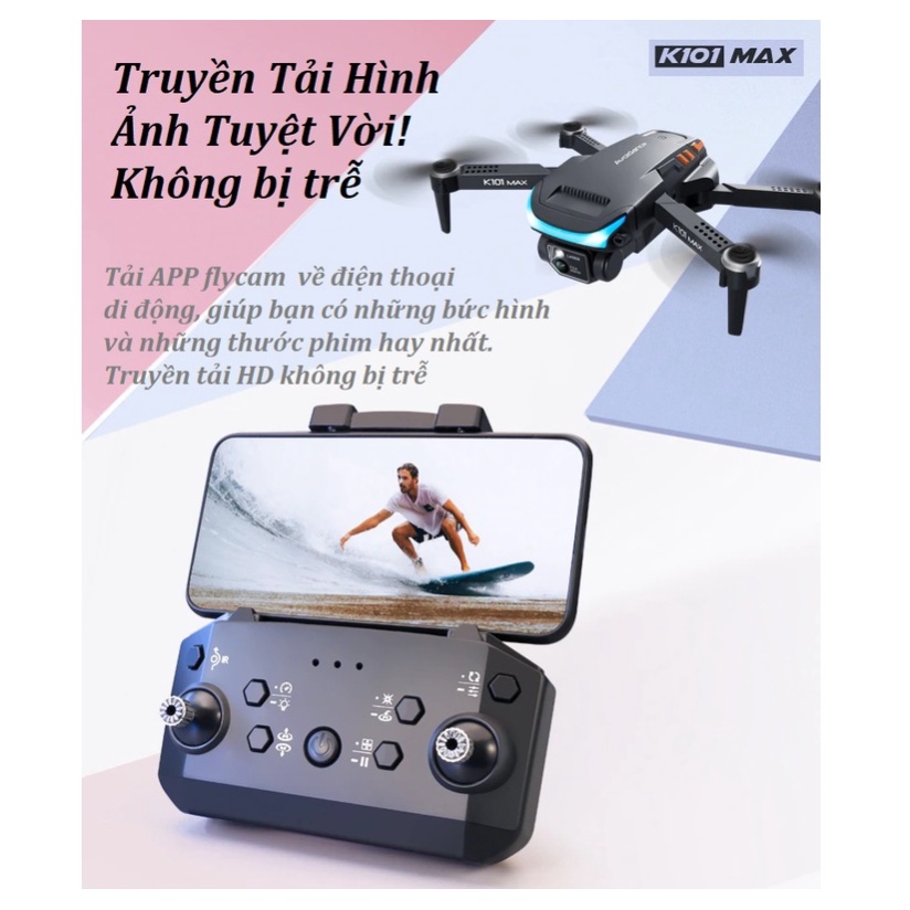 Máy Bay Không Người Lái Drone Camera 4K K101 Max, Điều khiển từ xa 4 cánh, flycam Chính Hãng | BigBuy360 - bigbuy360.vn