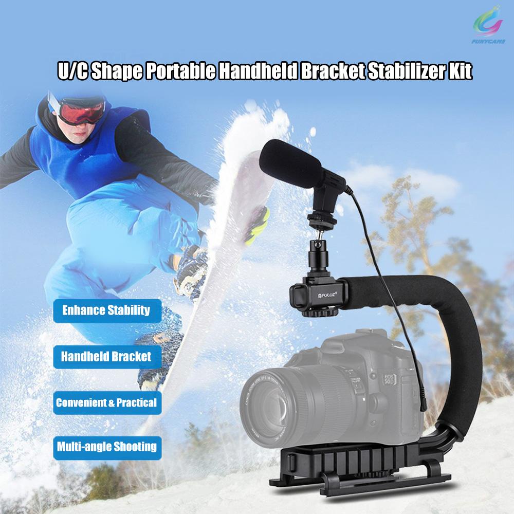 FY PULUZ U-Shaped Camera Bracket Portable Handheld Video Handle DV Bracket Stabilizer Kit for All SLR Cameras and Home DV Camera