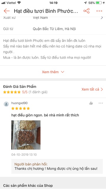 Hạt điều tươi sấy Bình Phước-Ăn liền ẢNH THẬT( 500 gr )