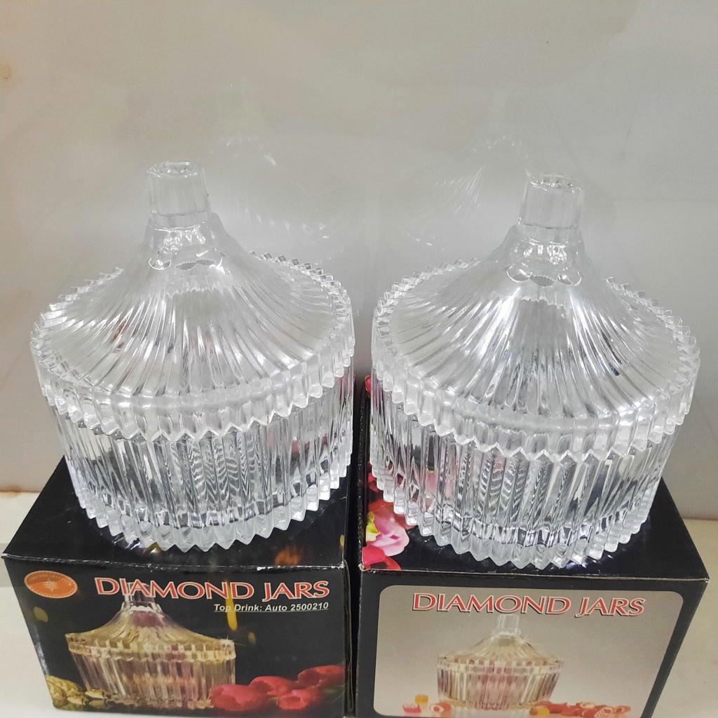 Combo 2 thố mứt thủy tinh SỌC đựng mứt, hạt dưa ngày tết