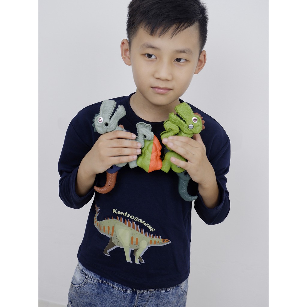 Áo thu đông bé trai Icotton hình khủng long màu Xanh tím than