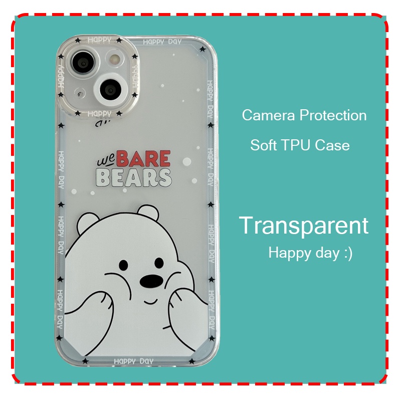Ốp Điện Thoại Mềm Trong Suốt In Hình Gấu Trắng Cho iPhone 14 Plus Pro Max 13 12 11 Pro Max X XR XS Max 8 7 Plus SE 2020