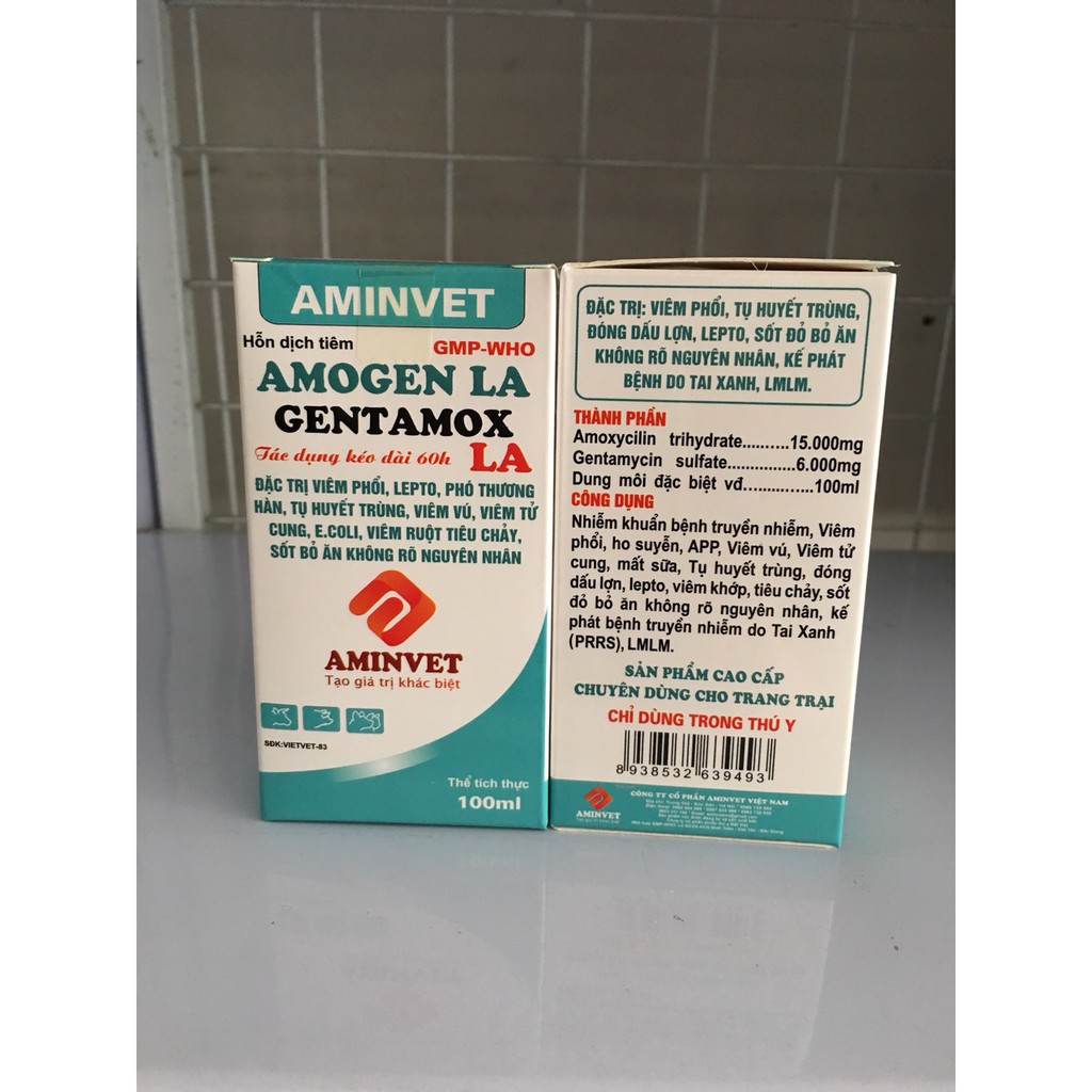 Gentamox - viêm phổi, tiêu chảy, sốt bỏ ăn không rõ nguyên nhân chó, mèo, gia súc, gia cầm