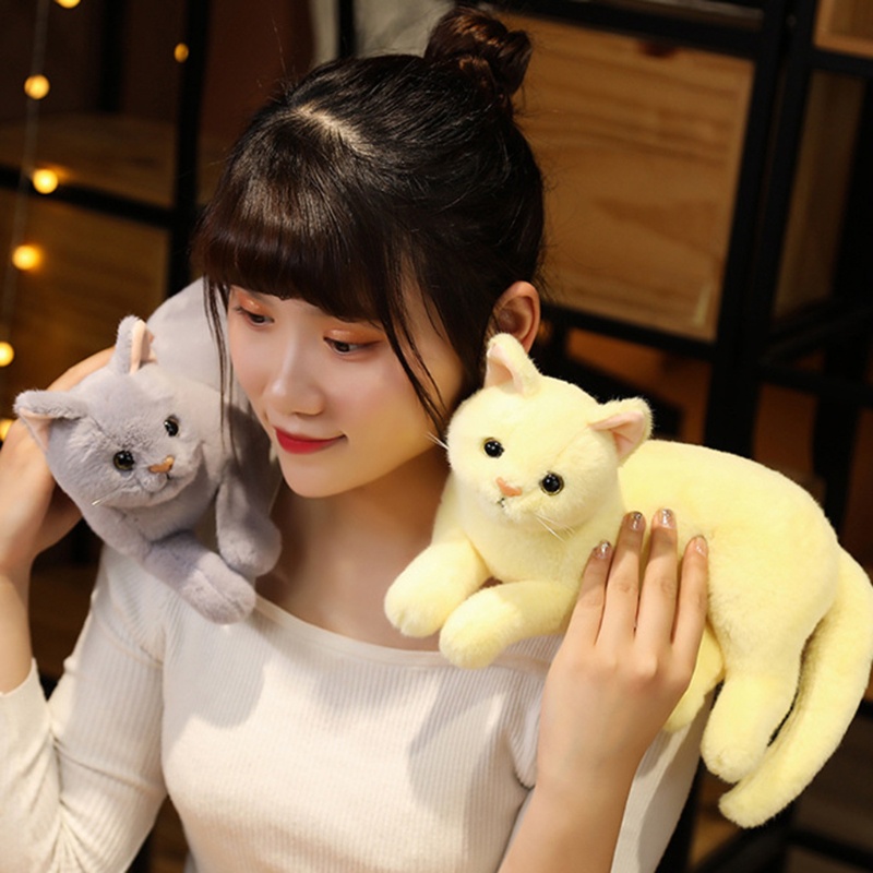 1 Thú Nhồi Bông Hình Mèo Mini 32cm/12inch Giống Thật Làm Quà Tặng Cho Bé Gái