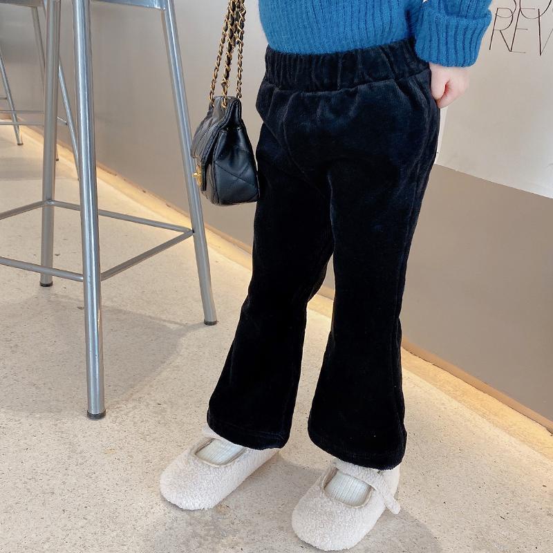 Quần dài ống loe vải nhung dày dặn giữ ấm thời trang thu đông cho bé gái