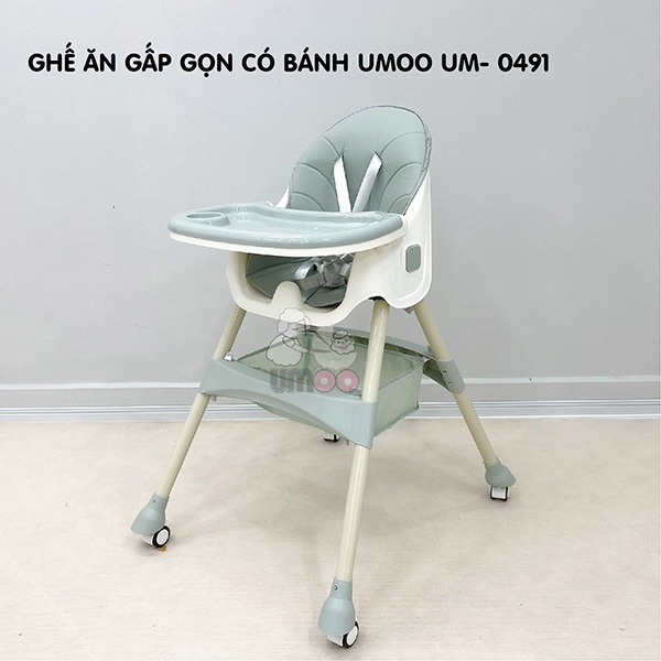 Ghế Ăn Dặm Umoo UM-0491 / UM-5117 2 Nấc Gấp Gọn An Toàn Cho Bé