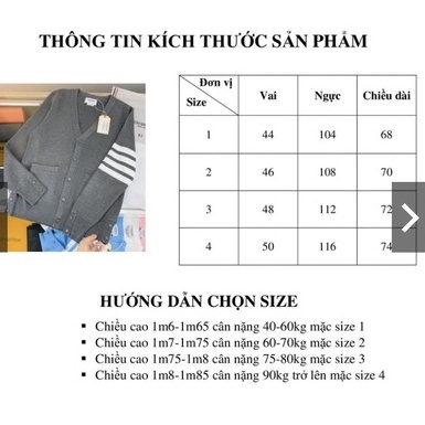 Áo Khoác Cardigan THOME BROWNE cao cấp, Áo len dệt kim THOME BROWNE kẻ sọc full các màu cho các cặp đôi