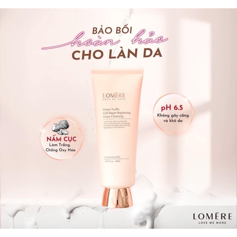 Sữa Rửa Mặt Dưỡng Trắng, Phục Hồi Da LOMERE Chiết Xuất Nấm Cục 150ml