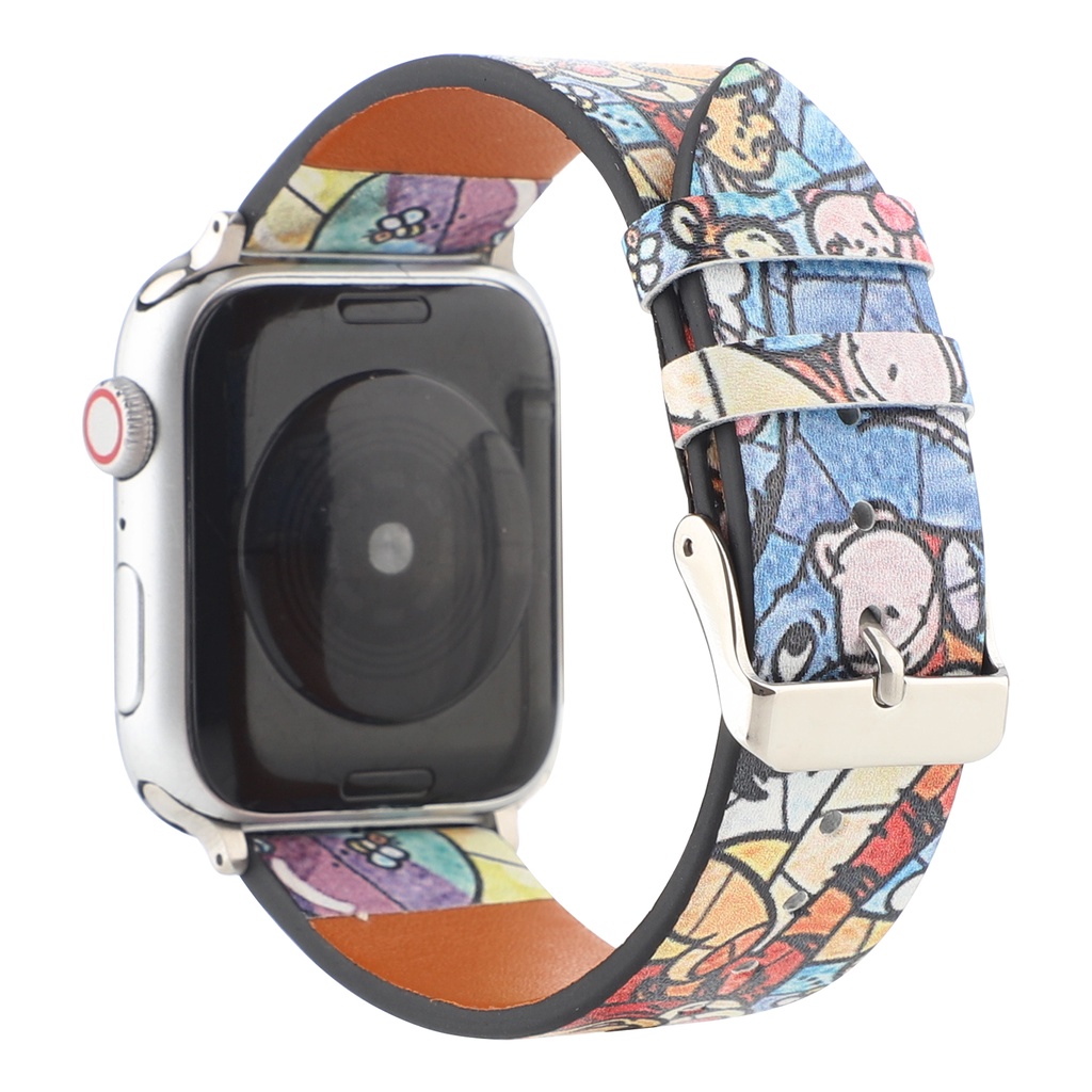 Dây Đeo Thay Thế Bằng Da Họa Tiết Hoạt Hình Mới Cho Đồng Hồ Thông Minh apple watch Series 87 SE 6 5 4 3 2 1 38 40 41 42 44 45mm