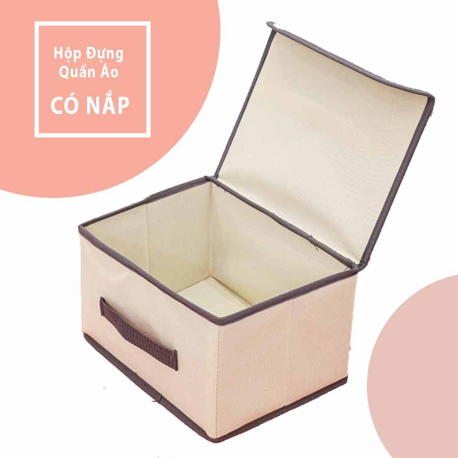 Hộp vải đựng quần áo gấp gọn có nắp- Vải dày- Không thấm nước- 25x15x20 cm
