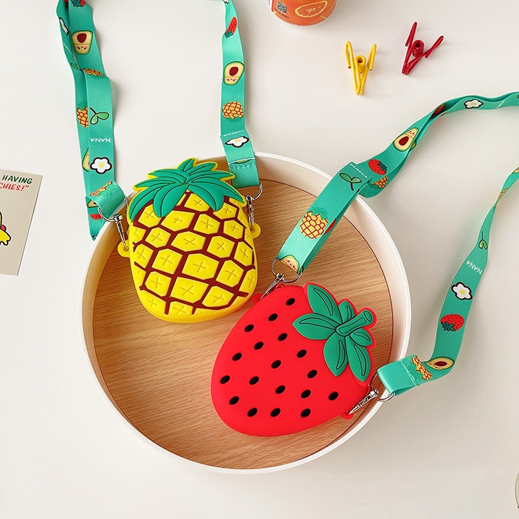 Túi Đeo Chéo silicon cho bé gái hình hoa quả mini Hồ Lô Kids