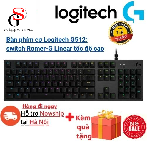 Bàn phím cơ Logitech G512: switch Romer-G Linear tốc độ cao, hợp kim nhôm máy bay bền bỉ, bóng đẹp- 2nd