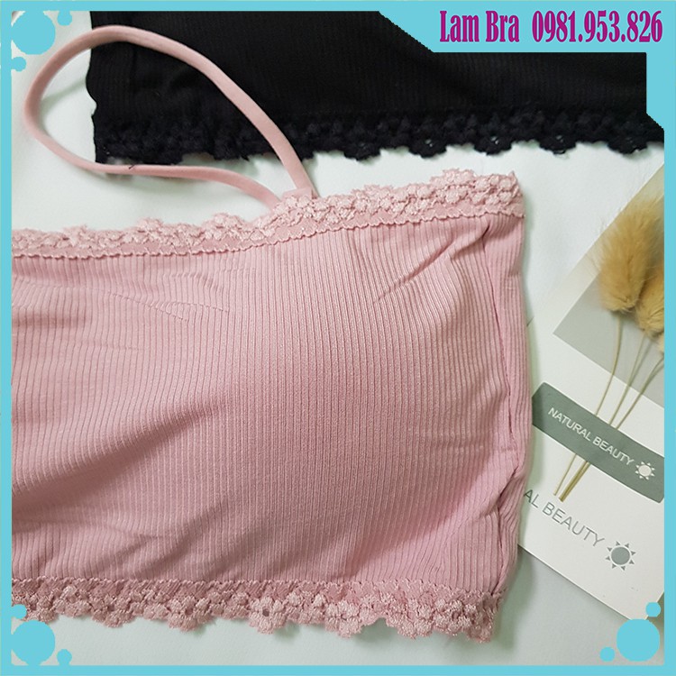ÁO BRA  2 DÂY COTTON GÂN TĂM VIỀN HOA SÀNH ĐIỆU, DỄ THƯƠNG