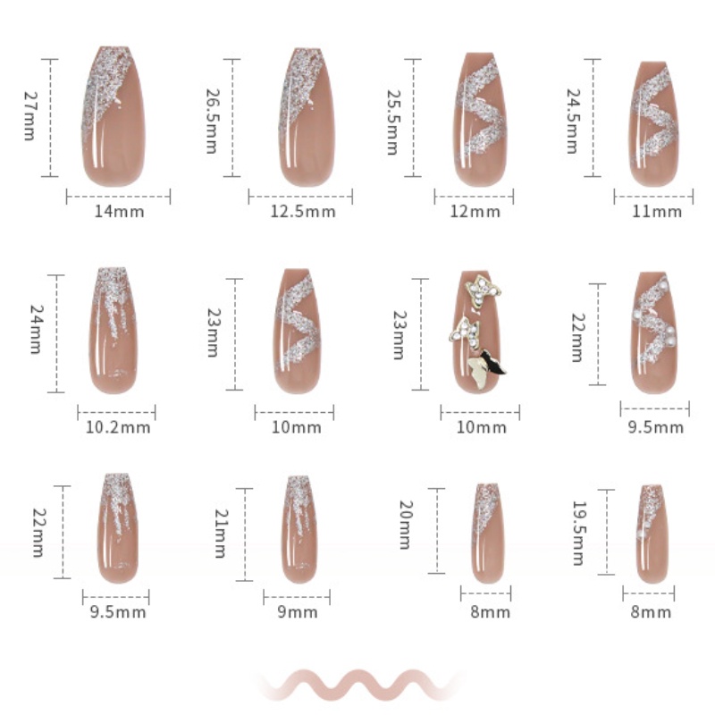 Bộ Móng Tay Giả Kiểu Áo Giáp Đính Đá Hình Bướm Bay Lấp Lánh Có Thể Tháo Rời Phong Cách Nhật Bản